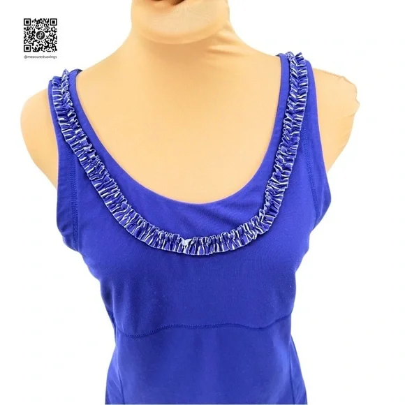 Lucy - (Large) Purple Athletic Tank with Fringe Trim - Picture 3 of 9